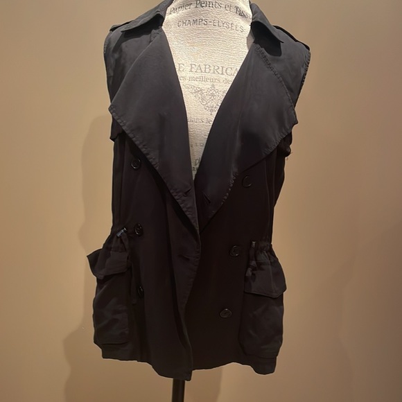 Banana Republic Lyocell safari style oversized cinch waist long vest top - Picture 3 of 7